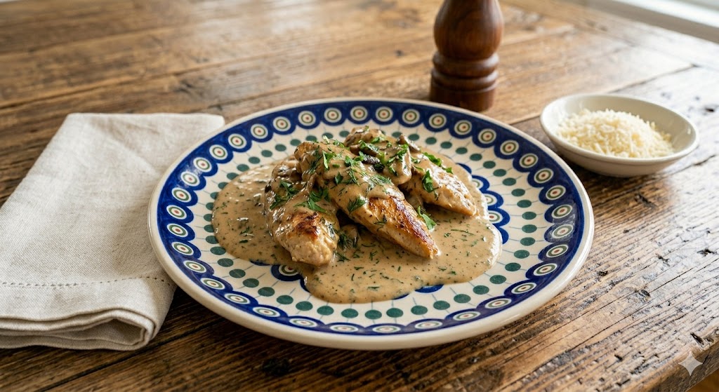 Creamy chicken and mushrooms from the Rebel Fuel recipe starter